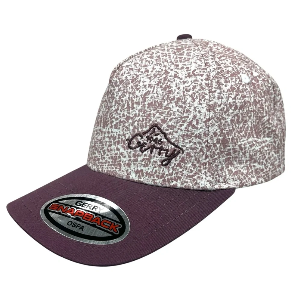 Gerry Snapback Hat OSFA Maroon Burgundy Abstract Print‎ Cotton Baseball Cap